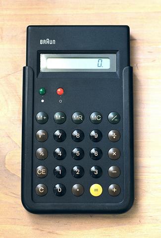 A Dieter Rams–designed Braun calculator — an icon of design simplicity.