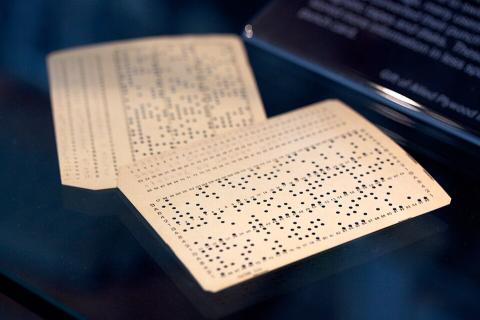 A punched card used in early data processing.