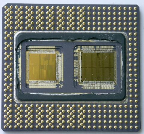 An Intel Pentium Pro microprocessor.