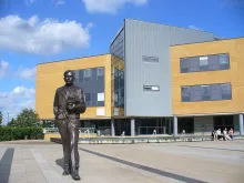 A memorial statue of Alan Turing.