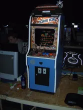 A Donkey Kong arcade cabinet.