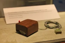 A replica of Douglas Engelbart's first computer mouse.