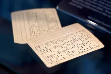 A punched card used in early data processing.